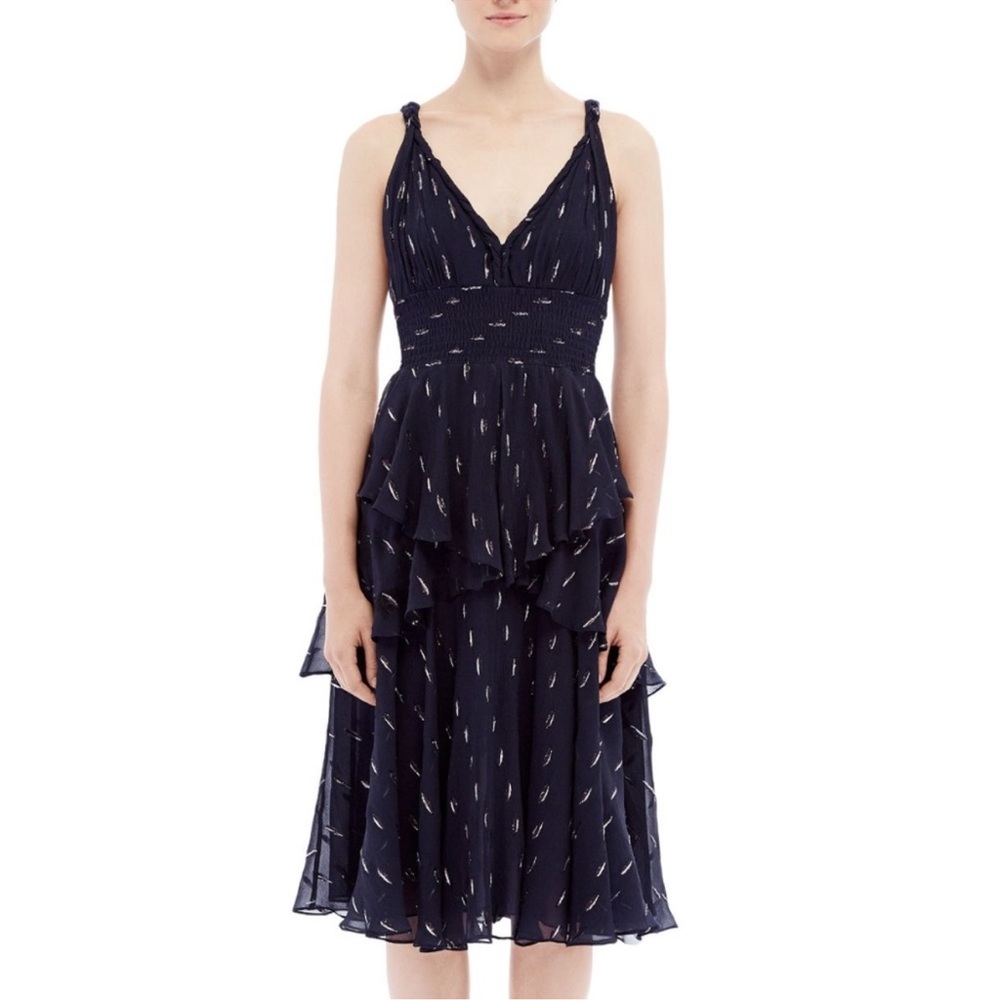 Rebecca Taylor Navy Blue Metallic Women's Dress